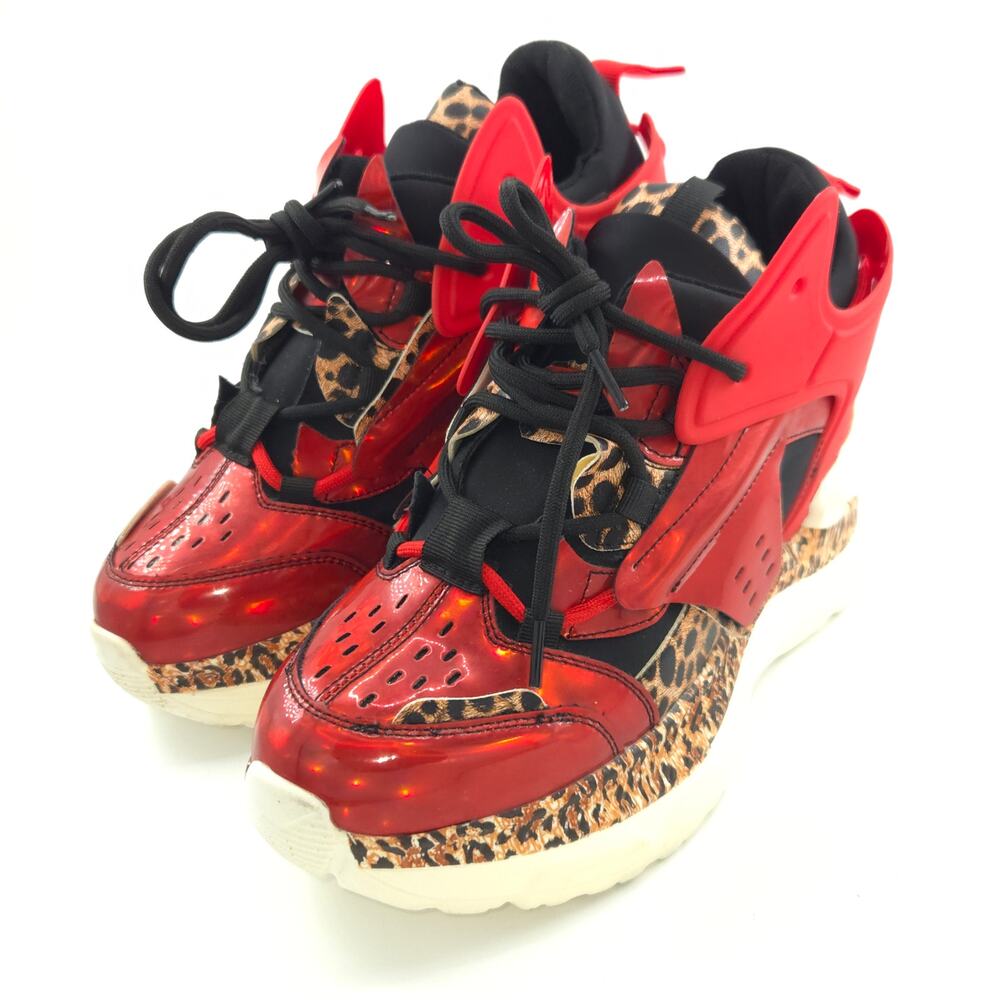 Anthony Wang Red Raisins 3 Women's Size 9 Chunky Wedge Leopard Raisin